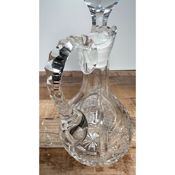 RARE Vintage American Brilliant Cut Glass Cruet Decanter With Stopper Beautiful - Picture 7 of 9